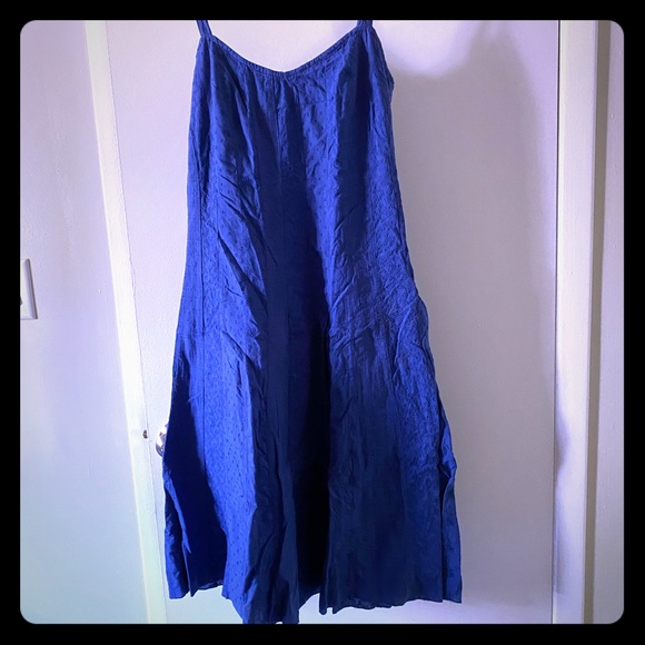Pure cotton blue midi dress - Picture 1 of 3
